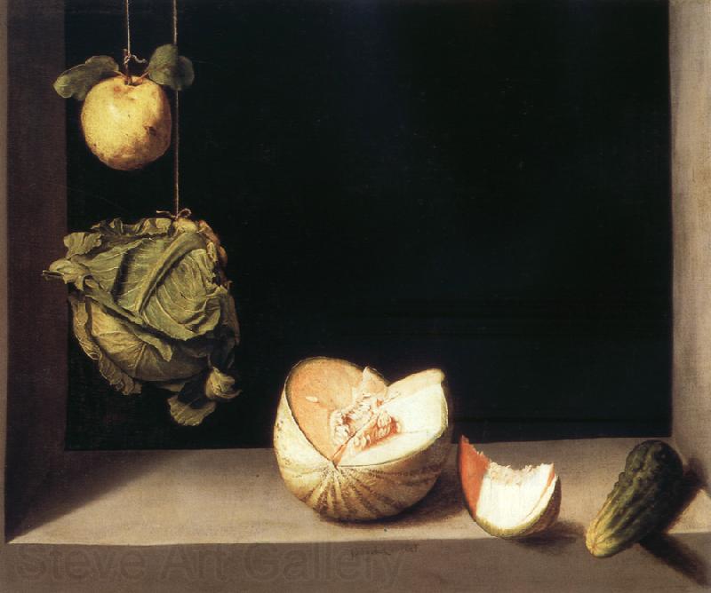 Juan Sanchez-Cotan Still life with quince,cabbage,Melon and Cucumber Spain oil painting art